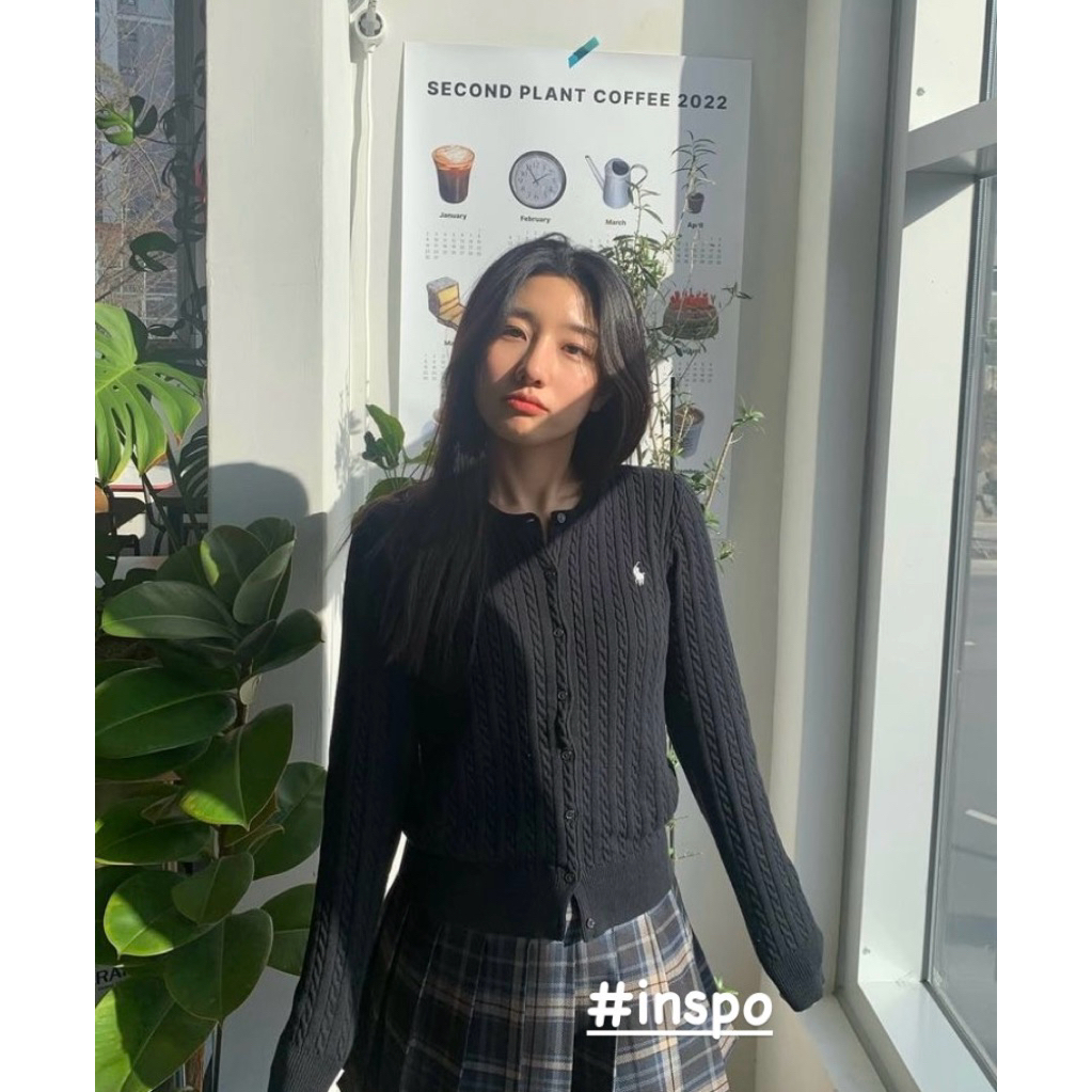 New-Cardigan Polo Ralph Lauren kepang Hitam