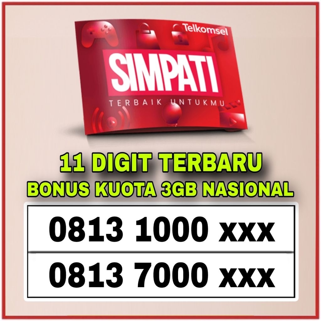 Nomor cantik Telkomsel 11 digit - Nomor Super - kartu perdana - Telkomsel prabayar - suport jaringan