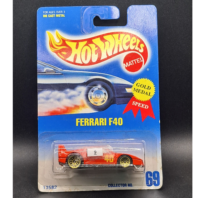 1991 Hot Wheels - Ferrari F40 - Red - Gold Medal - Balap - #9