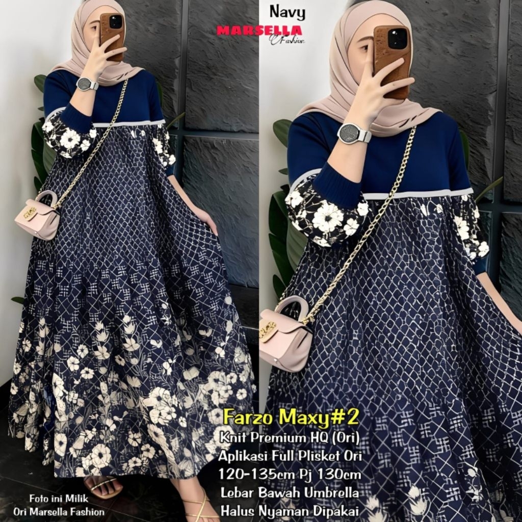 READY GAMIS JUMBO KNIT PLISKET MOTIF BUNGA / LD 120-135 FARZO #3#2 NAFIA #2 BINAR MUAT BB 90 KG