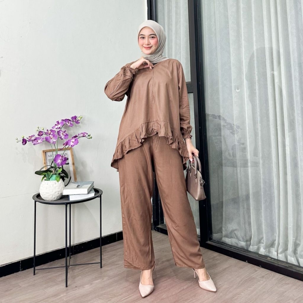 one set wanita outfit kekinian berhijab || one set yesha || one set jumbo || rayon super premium || 