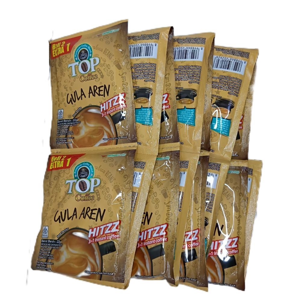 TOP Coffee Gula Aren HITZZ 3in1 Isi 10 Sachet | Kopi Gula Aren Asli | Kopi Sachet Murah