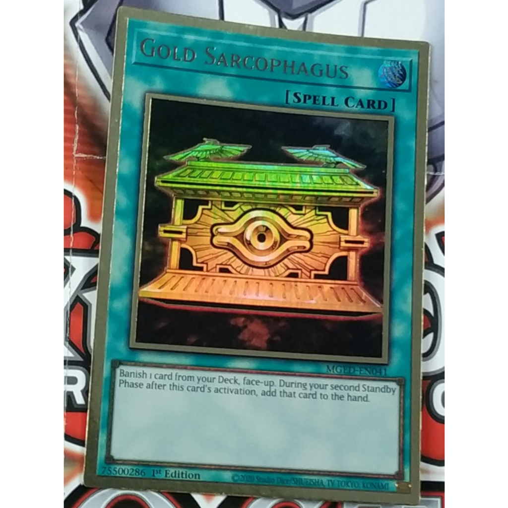 Gold Sarcophagus (MGED-EN041) - Premium Gold Rare - Spell Card - YuGiOh Trading Card Game ORIGINAL