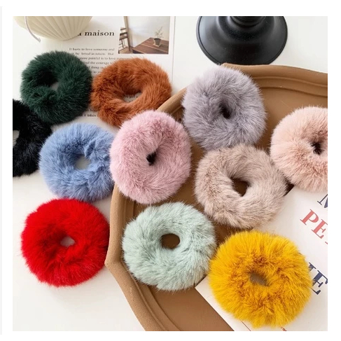 Ikat Rambut Bulu Elastis Praktis/Ikat Rambut Donat Korea / Ikat Rambut Bulu Halus