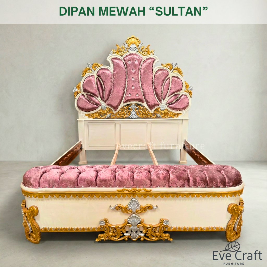 Dipan Mewah Sultan Ukir Kayu Jati | Tempat Tidur Luxury Elegan & Kokoh