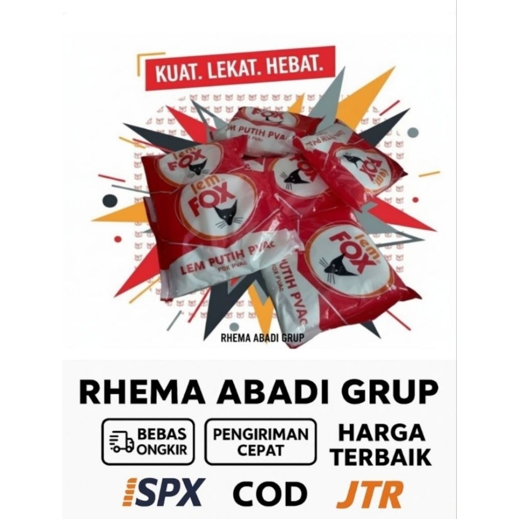 RHEMA ABADI Lem Kayu Fox Putih Kecil 400 gram PERBIJI KEMASAN OREN