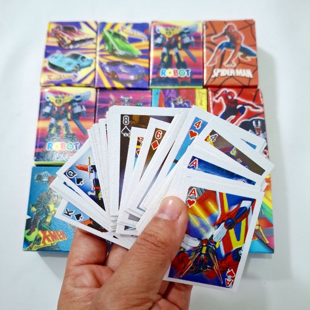 20 Pcs Mainan Kartu Remi Kecil Poker Playing Card Mini Kartu Remi Karakter Seru Anak Anak