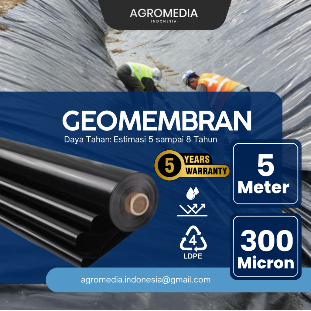 Geomembran 5 meter 300 micron Geomembran HDPE