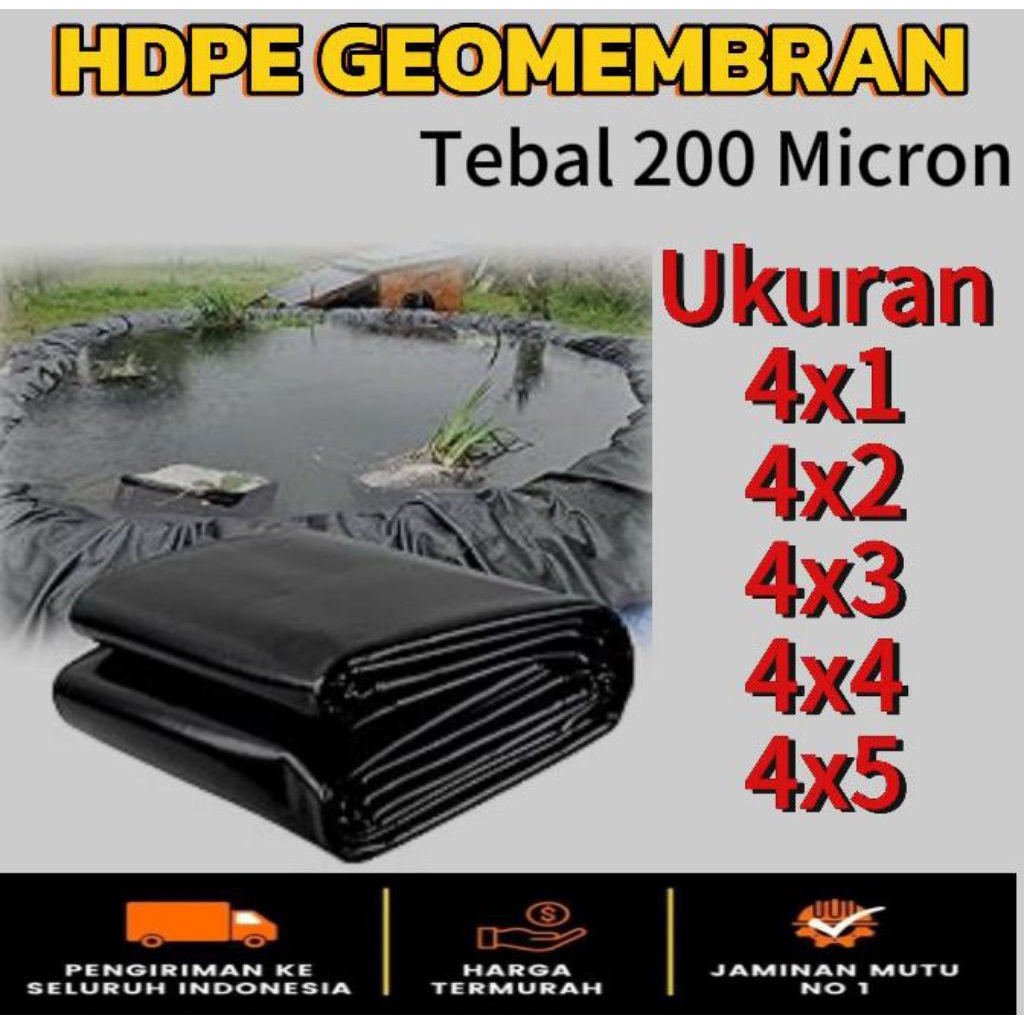 Plastik Hdpe Geomembran berbagai ukuran tebal 200 micron (kolam ikan & Terpal Tambak )