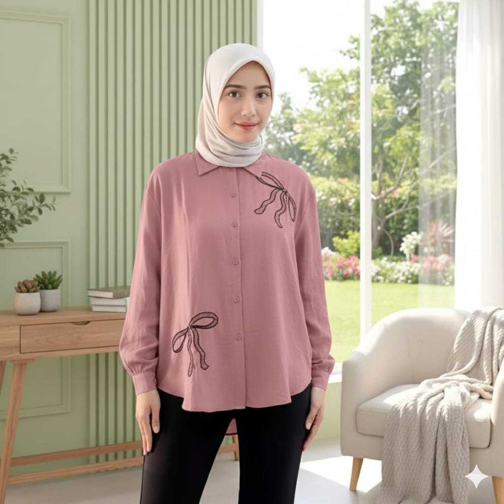 Kemeja Kinaya Jumbo Payet Pita Besar - Kemeja Pita Besar