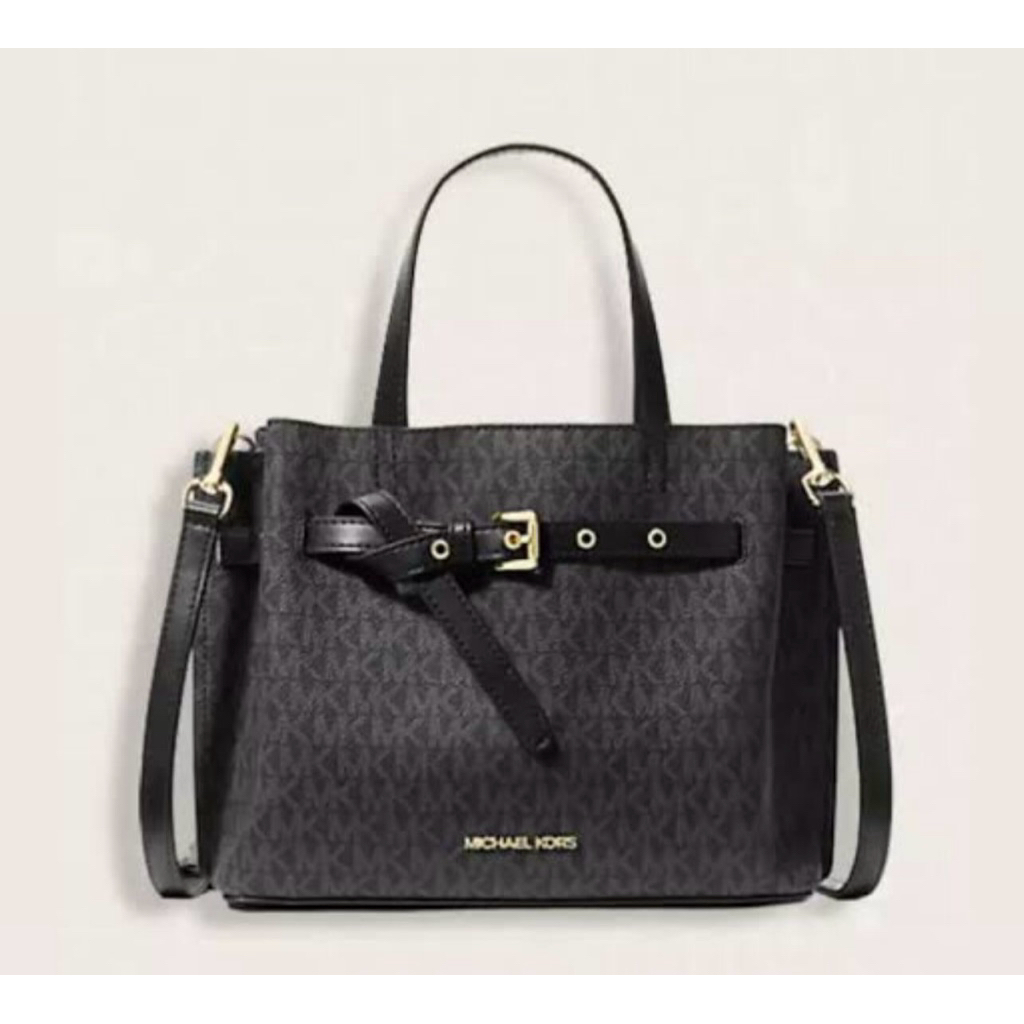 100% Authentic MK kors emilia satchel medium signature black