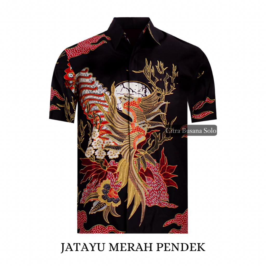 JATAYU MERAH PENDEK Kemeja Batik Pria Full Furing Bahan Katun Primisima Premium