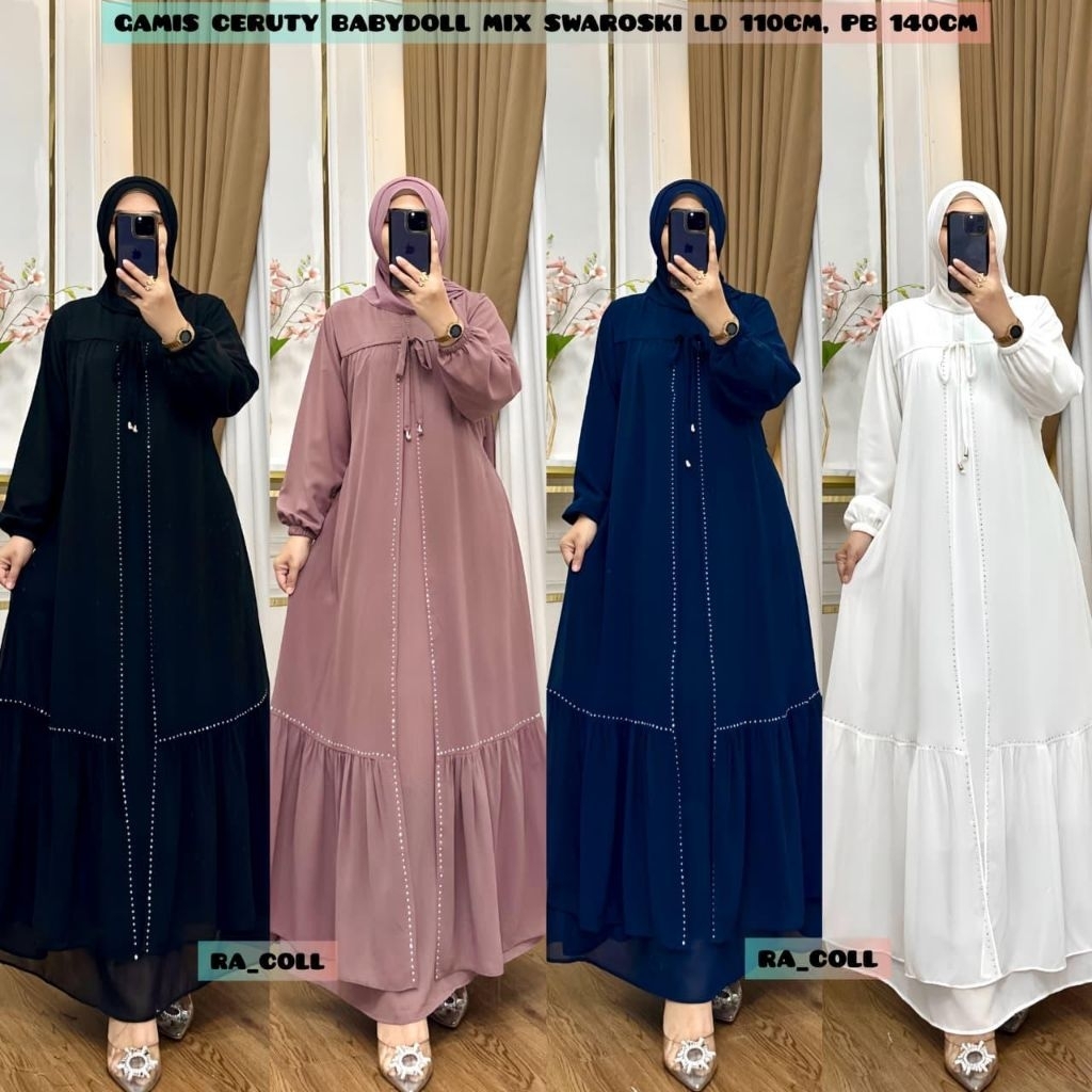 Gamis Ceruti Baby Doll Pariasi Payet swaroski Ld 110 Cm Pb 140 Cm