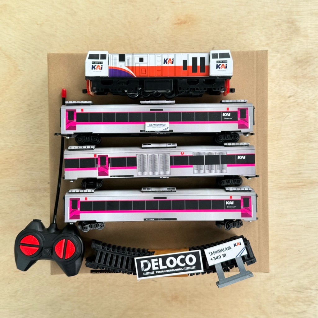 Rangkaian Mainan Kereta Api Indonesia,Lokomotif RC ,2gerbong penumpang Eksekutif NEW GENERATION ,1 g