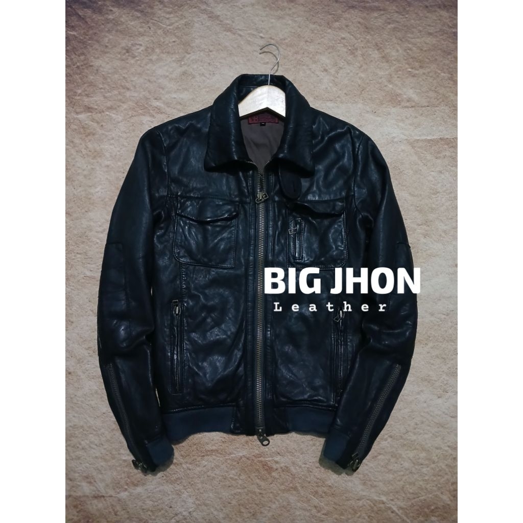 Jaket leather Jhon bull 100% kulit asli model trucker bekas pakai