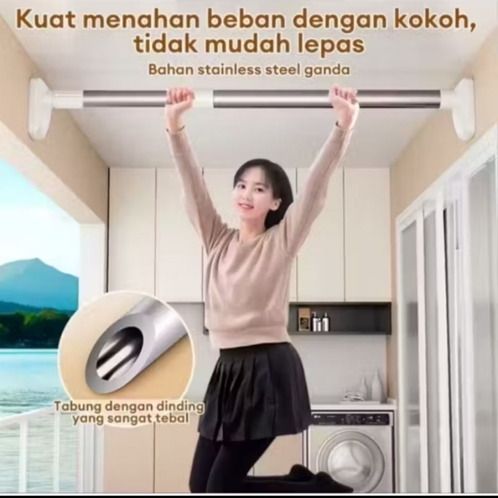 Tiang Jemuran Baju Fleksibel Gantungan Baju Stainless Steel Fleksibel Tiang Gorden Fleksibel
