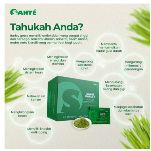 Sante Barley Grass Powder Original | Rumput Barley Organik New Zealand