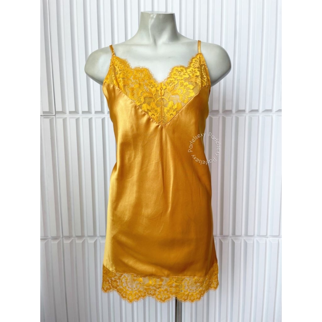 La Senza Satin Chemise With Lace Lingerie Wanita Size S 11192879