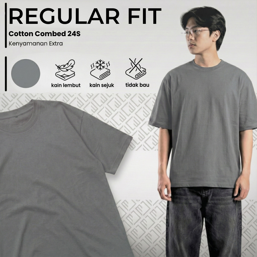 Cakrawangsa Kaos Polos Regular Fit Cotton Combed 24s | Abu Sedang