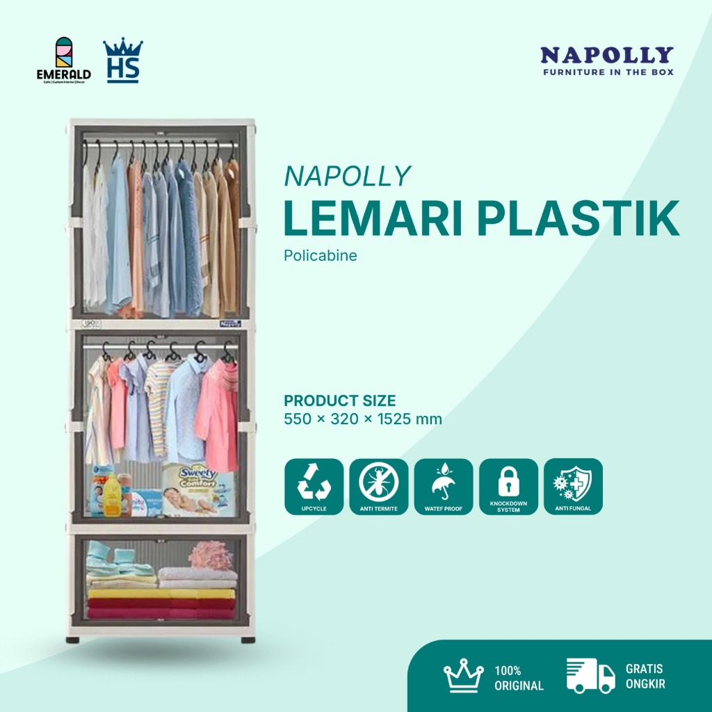 Rak Lemari Plastik Napolly POLICABINE-221 / Napolly 3211 Folding – Rak Serbaguna Kokoh, Polypropylen