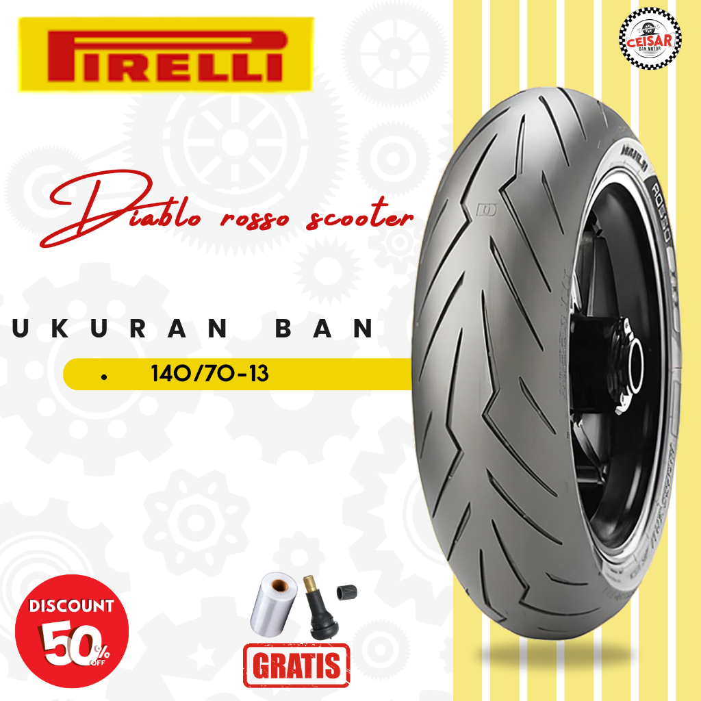 Ban Motor PIRELLI ROSSO SCOOTER 140/70 Ring 13 Tubeless