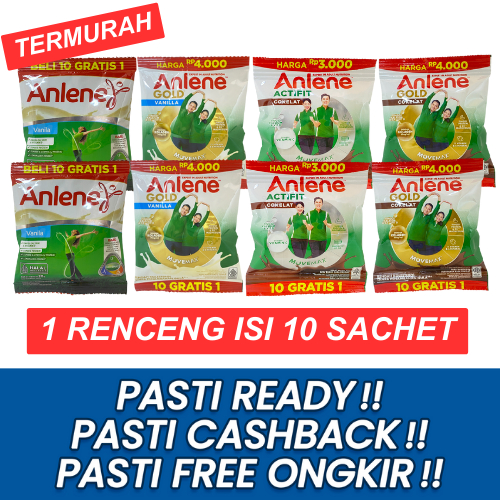 SUSU ANLENE GOLD ACTIVIT 1 RENCENG ISI 10 SACHET RASA VANILA COKLAT SUSU KEBUTUHAN NUTRISI TULANG PA