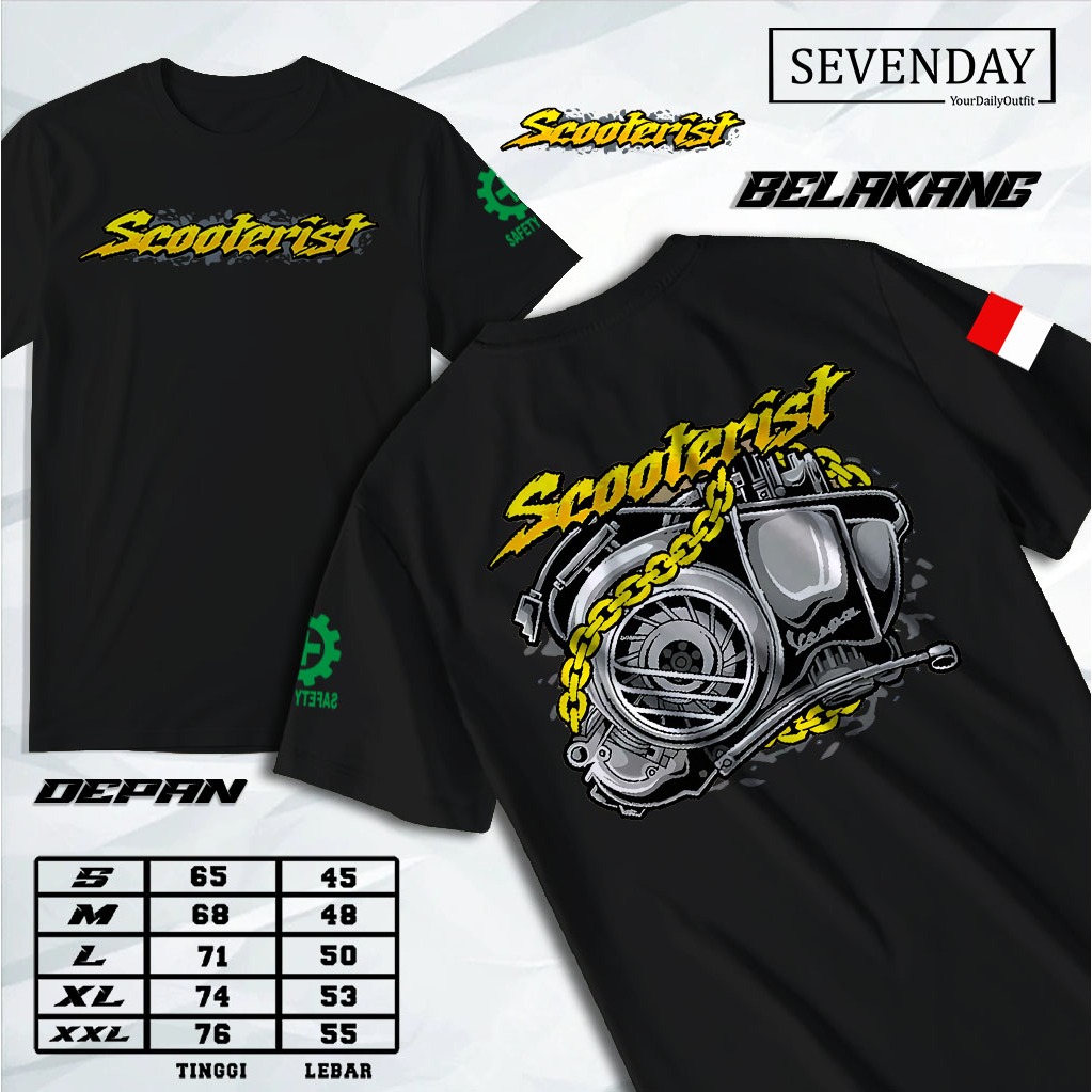 Tshirt Kaos Racing Mesin Vespa - Baju Distro Mesin motor  - atasan sablon dewasa kekinian pria