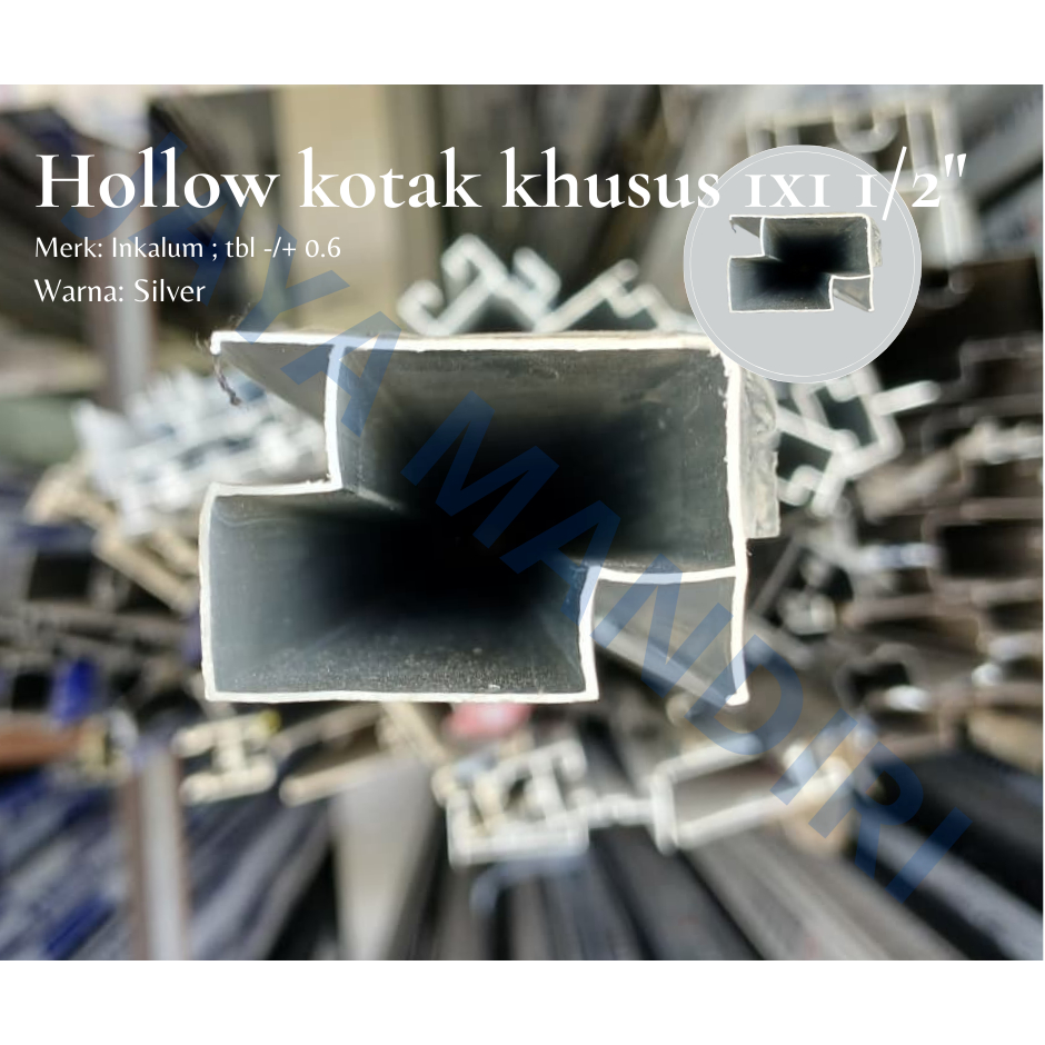 JMG - HOLLOW KOTAK KHUSUS 1X1 1/2" ALUMUNIUM MERK INKALUM SILVER