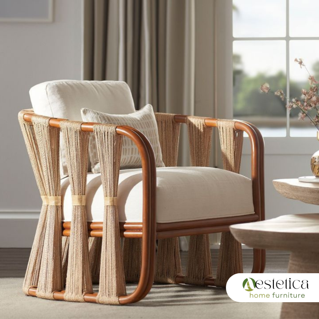 ALBA LOUNGE CHAIR/ KURSI LOUNGE ROTAN / SOFA ROTAN ANYAMAN TALI By Aestetica Furniture