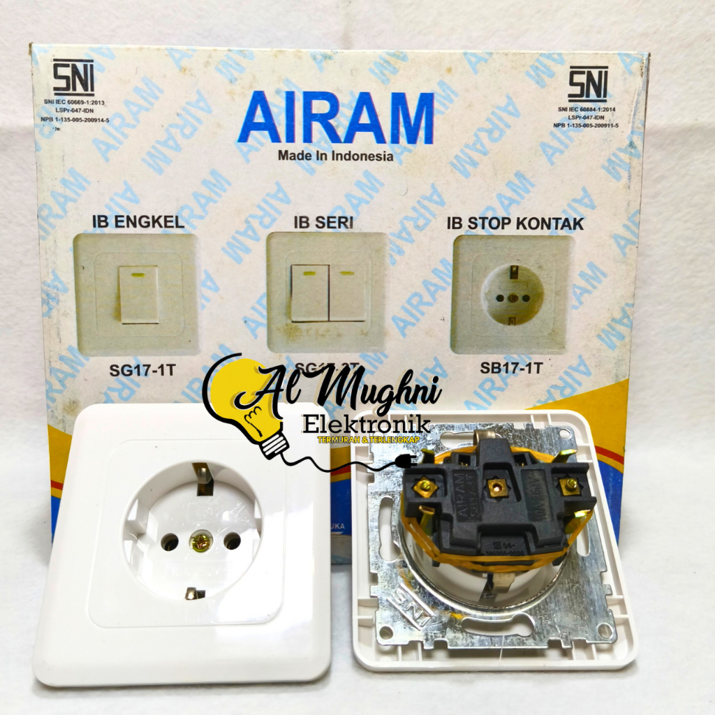 1 Box (12 Pcs) Airam Saklar Tanam IB Stop Kontak