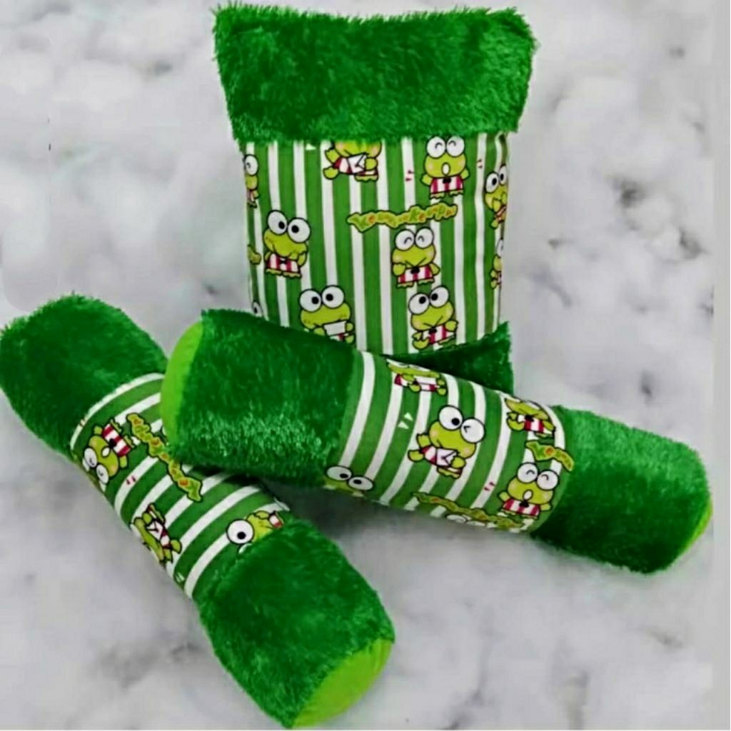 KADO SAMBANG BAYI BANTAL HIJAU BULU RASFUR MOTIF KARAKTER ISIAN FULL SILICON SUPER LEBIH HALUS DAN E