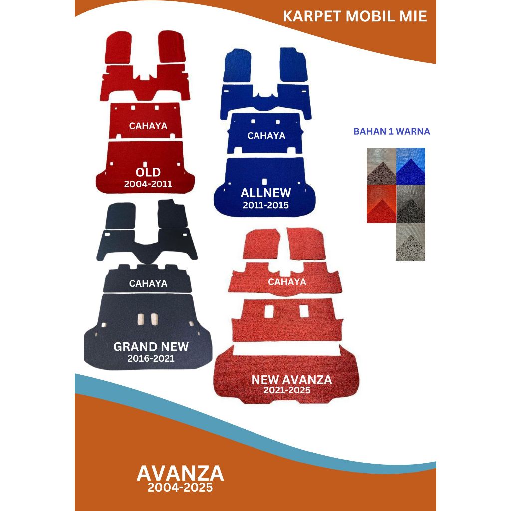 KARPET MOBIL MIE BIHUN AVANZA 2004-2025/KARPET MIE BIHUN AVANZA 2004-2025