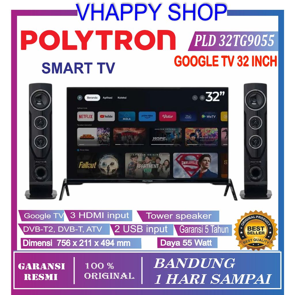 TV GOOGLE POLYTRON PLD 32TG5055 / 32TG9055 / 32TG9055 / 9855 / 5959 SMART CINEMAX 32INCH 32TG 32TAG9