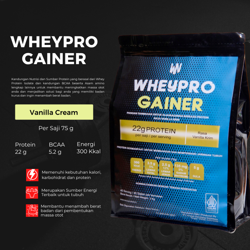 WHEYPRO NUTRITION - Whey Protein Gainer 3 kg