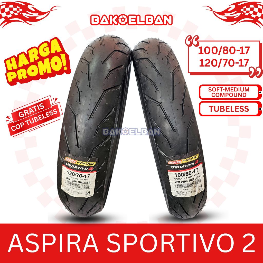 PAKET BAN MOTOR ASPIRA PREMIO SPORTIVO 2 100/80-17 & 120/70-17