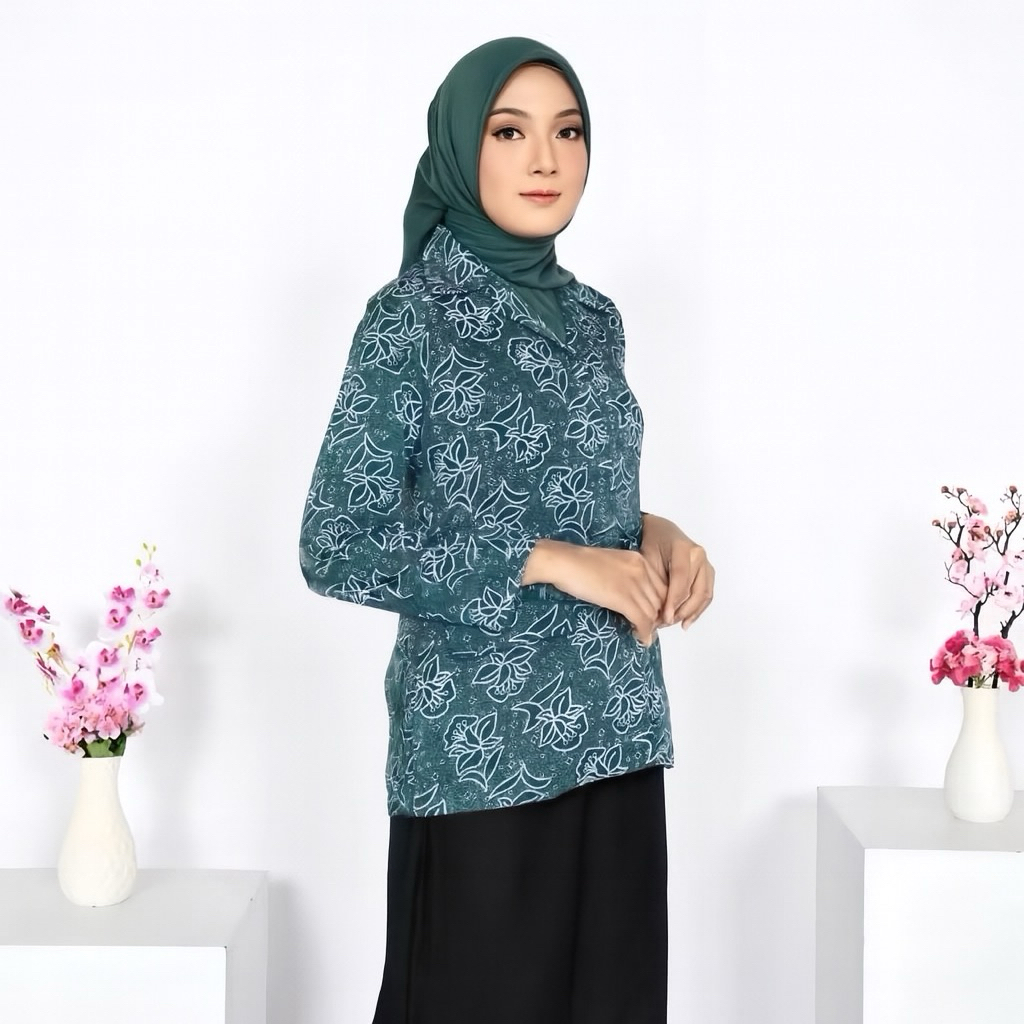 Seragam batik pkk nasional terbaru full furing seragam batik pkk hijau botol baju batik pkk nasional
