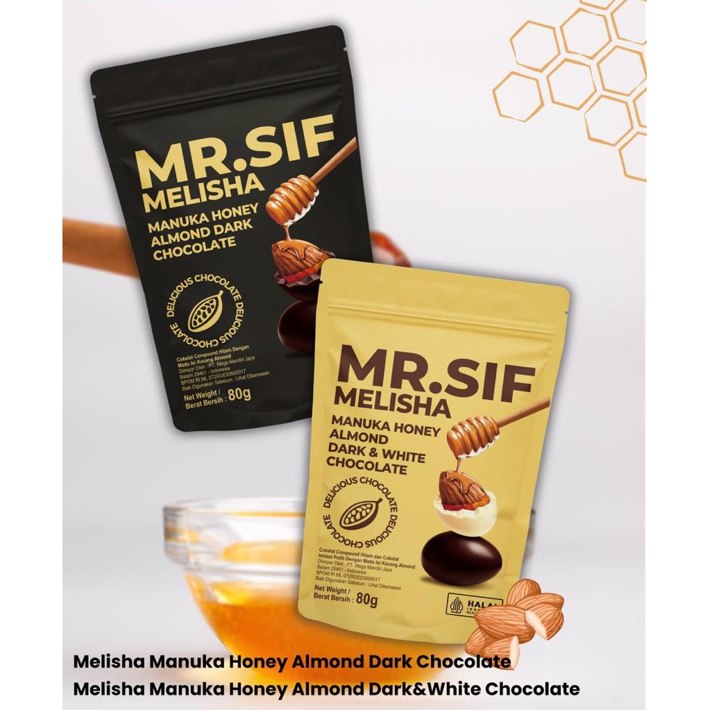 Mr.Sif Melisha Manuka Almond Dark/Dark&White Chocolate 80gr