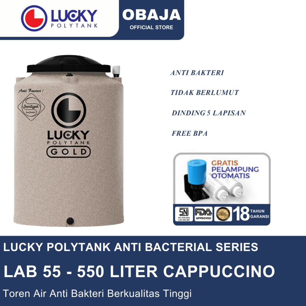 Lucky Polytank Toren Air LAB 55 Cappucino / Toren Air LAB 550 Liter Cappucino Lucky Polytank