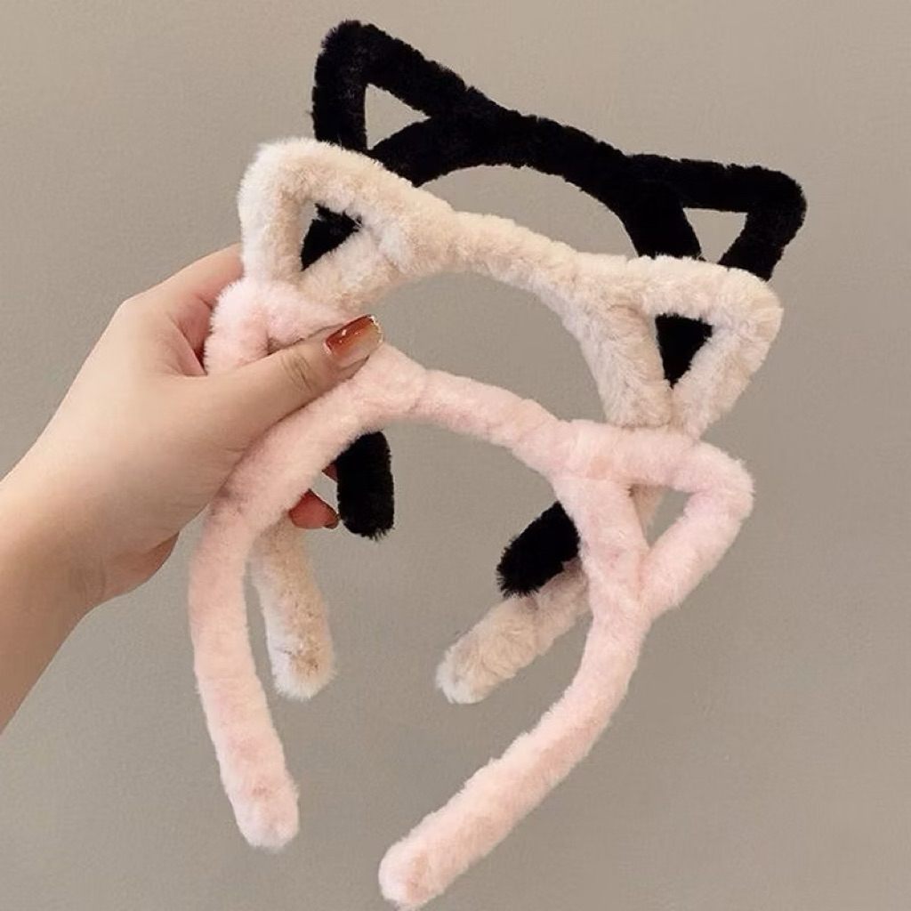 Bando Lucu Karakter Hewan Bulu Halus / Bando Motif Kuping Kelinci Beruang / Bandana Wanita Anak dan 