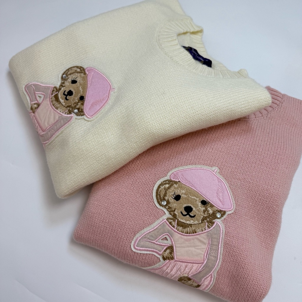 RRL/POLO Sweater Rajut Wol Berbintang Ungu Kartu Kartun Baru, Sweater Wanita Modis