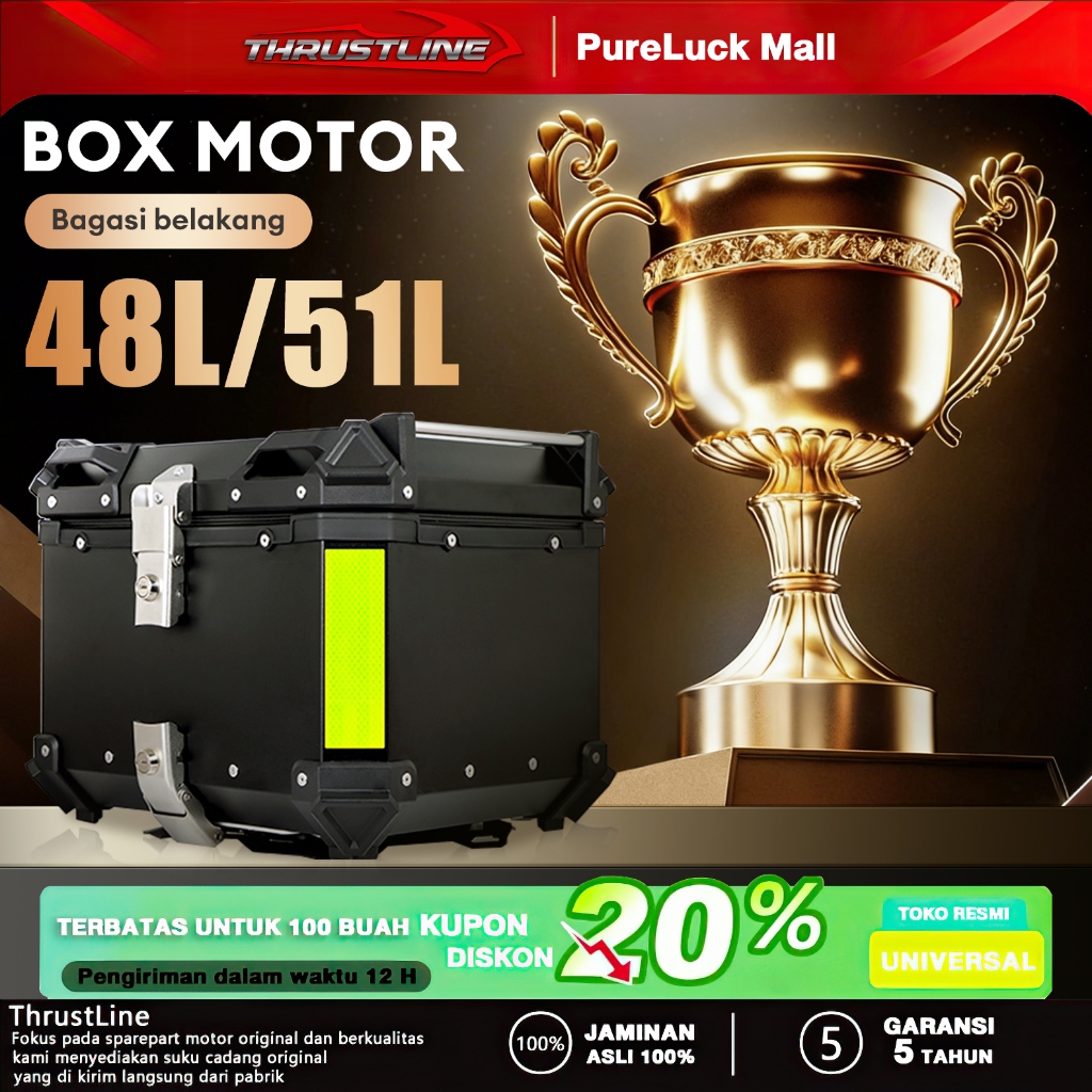 ThrustLine box motor belakang 48L Kotak penyimpanan belakang sepeda motor untuk Gunung sepeda motor 