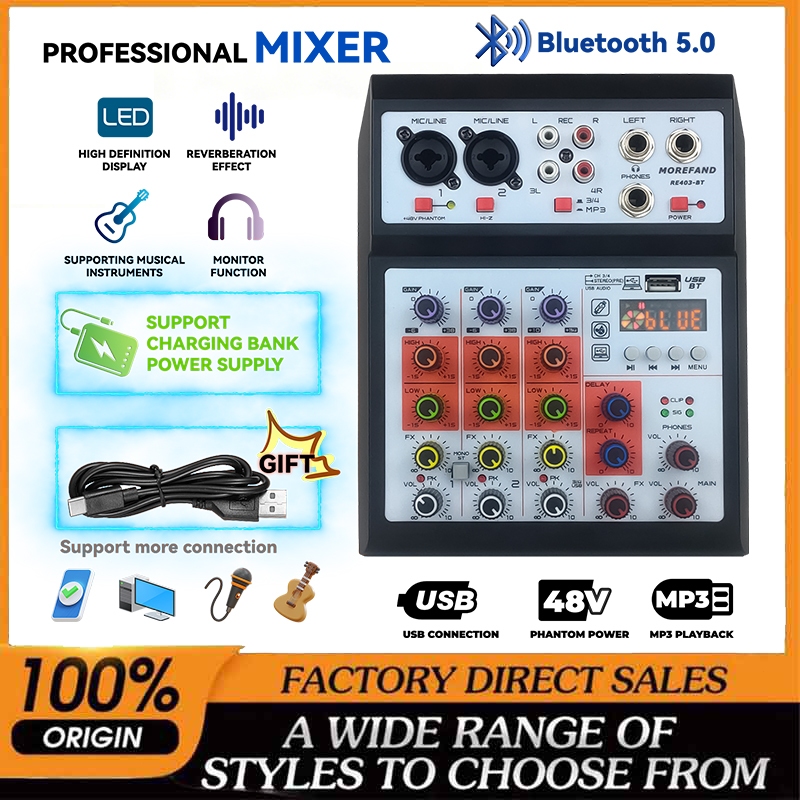 RE403 Mixer Audio Professional 4Channel USB/MP3/Electro Bluetooth mendukung penyetelan mobil Karaoke