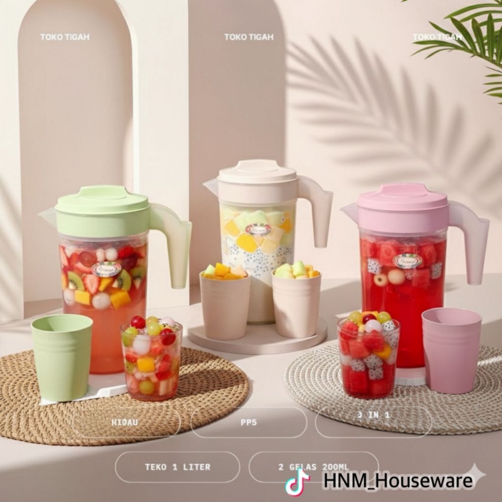 Teko set gelas / teko beranak / teko air gratis gelas plastik / teko plastik