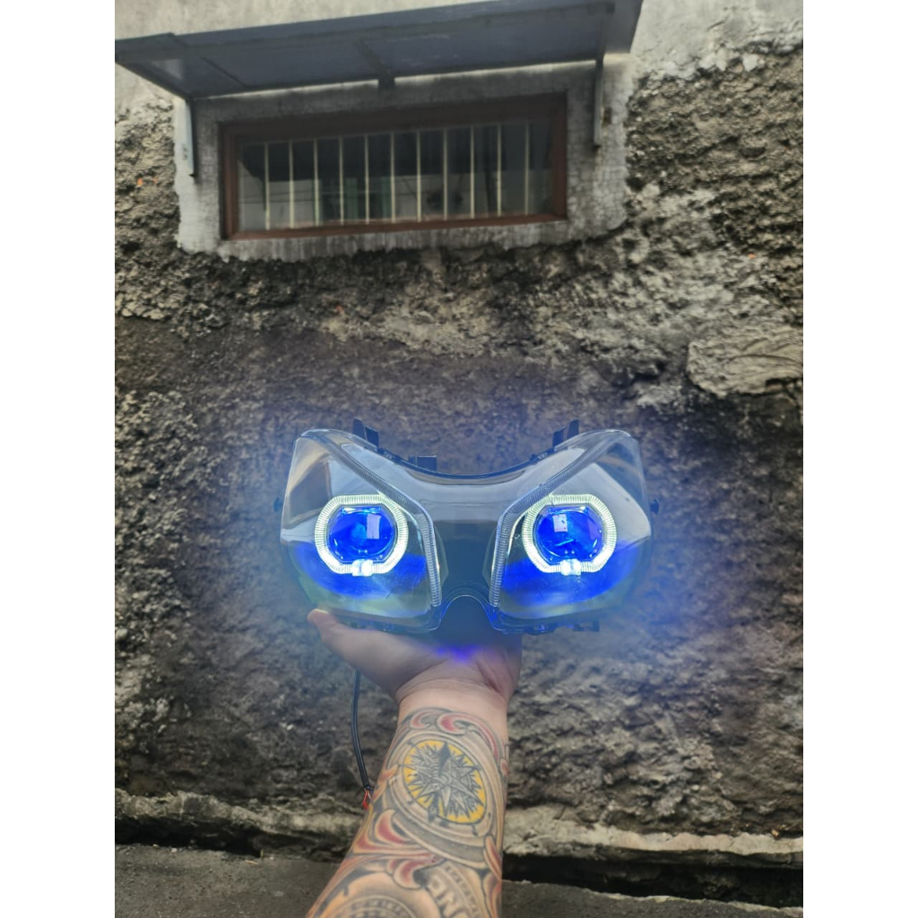 Reflektor lampu depan vario techno 110 karbu set biled tinggal pasang