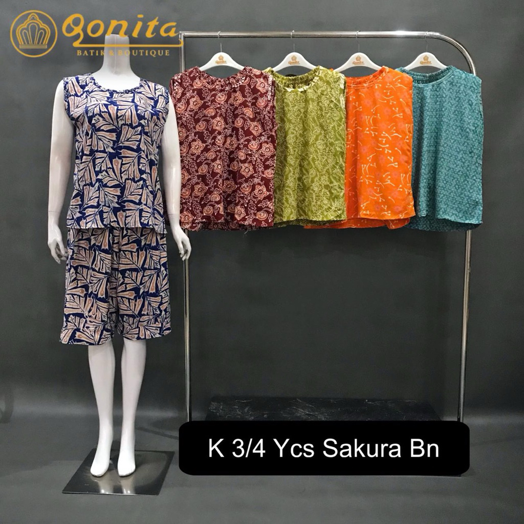 [LD 108] QONITA DASTER SETELAN K 3/4 YCS YUKENSI SAKURA BN  BATIK CAP PEKALONGAN
