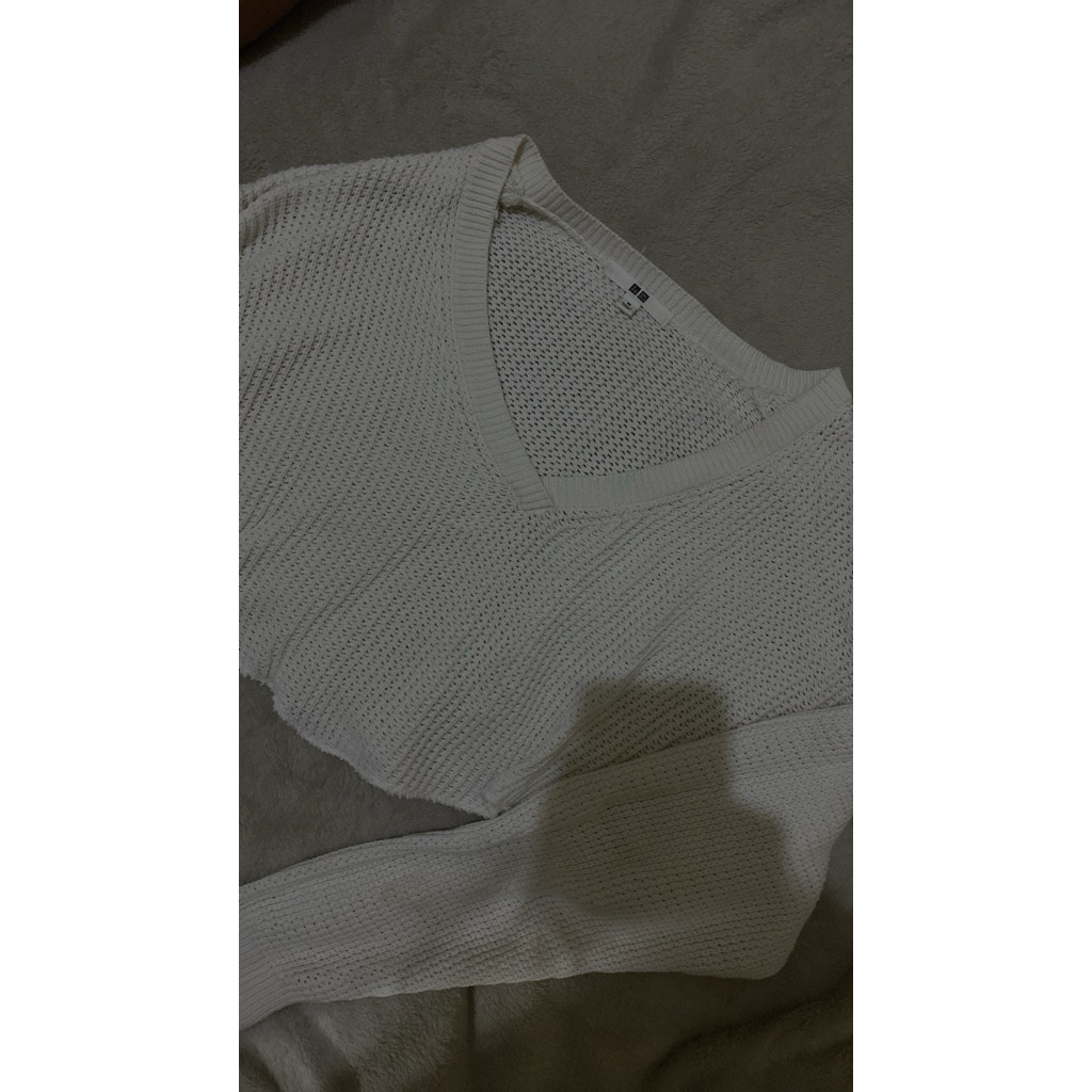 long sleeve crop top rajut uniqlo