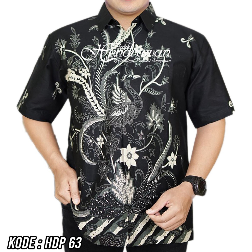 Batik Hendrawan Kemeja Batik Pria Solo Modern Lengan Pendek Lapis Furing Bahan Katun Premium HDP 63