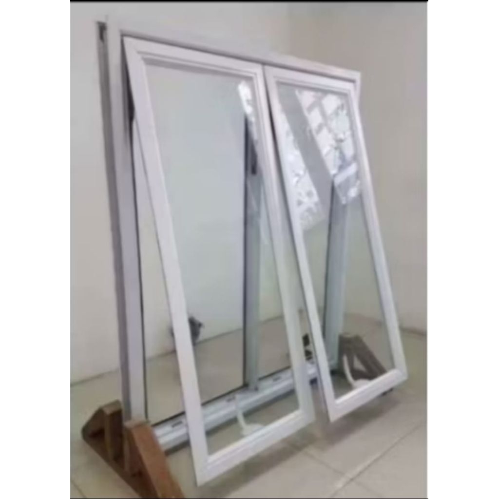 kusen jendela aluminium 4in 2daun ukuran L130xT100 free packing kayu