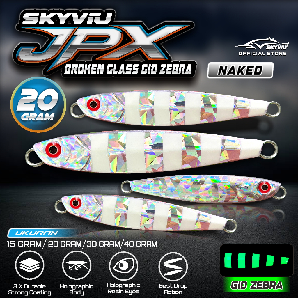 Umpan Pancing 20 Gram SKYVIU JPX GID Zebra Hologram Kaca Naked 20g Umpan Jig 20grm Bisa menyala Mala