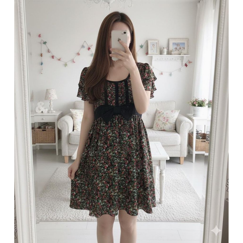 Rose Wish Floral Black Dress // Kawai Dress Y2k